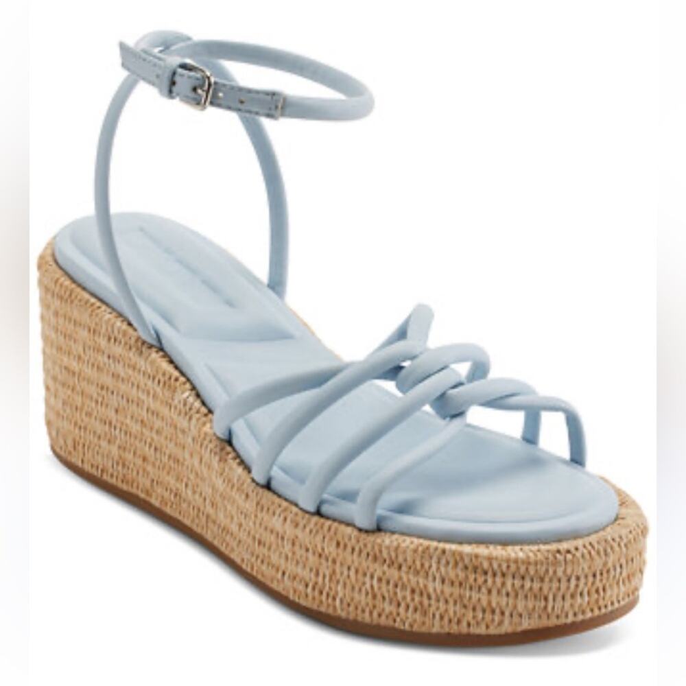 DKNY Women's Cyrilla Strappy Platform Wedge Sandals Blue Size 6